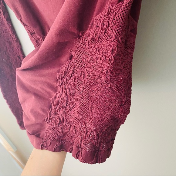 Free People Stretch Long Sleeve Top Maroon Sz XS/S - Picture 5 of 8